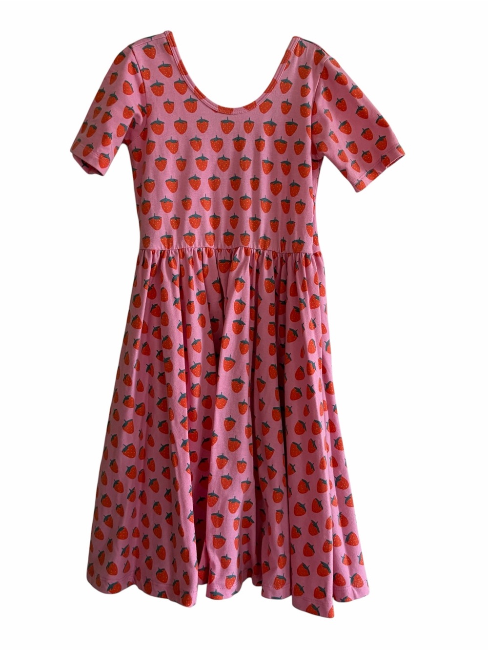 Alice + Ames Pink short sleeve ballet dress in Strawberry Print